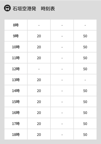 이시가키 공항 직행버스 시간표